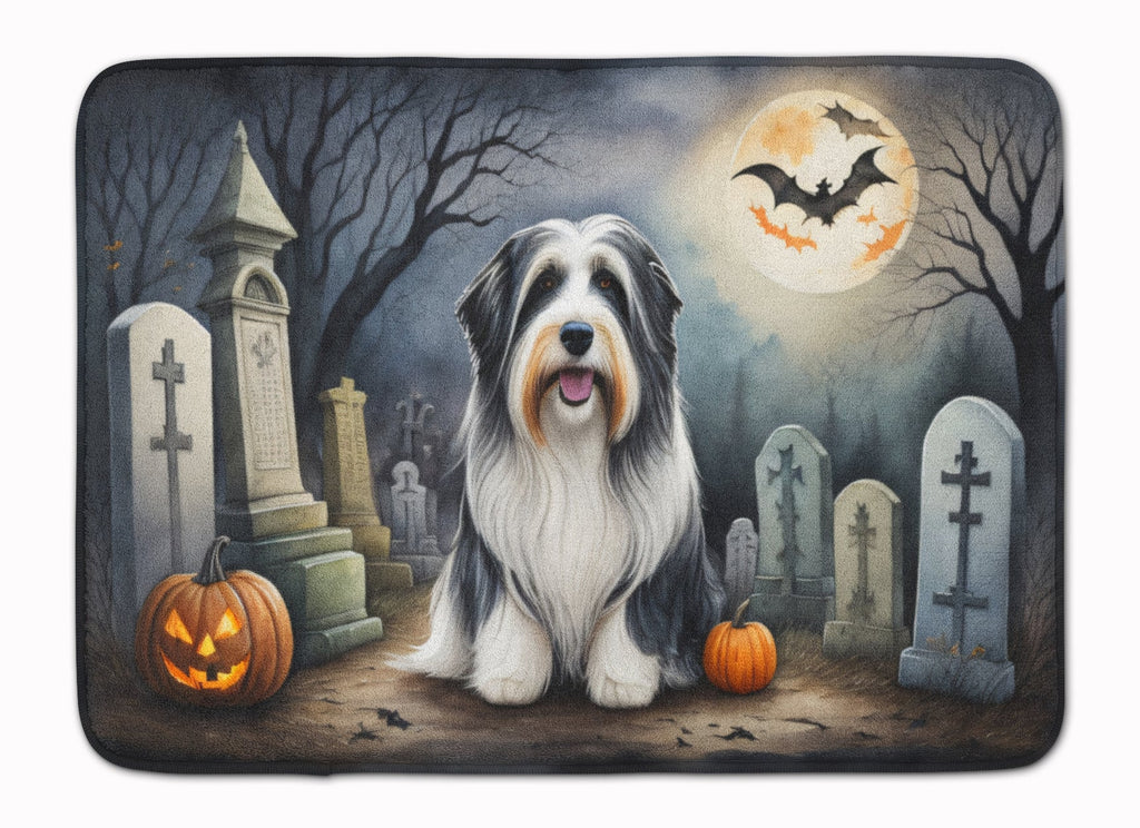 Bearded Collie Spooky Halloween Memory Foam Kitchen Mat-0