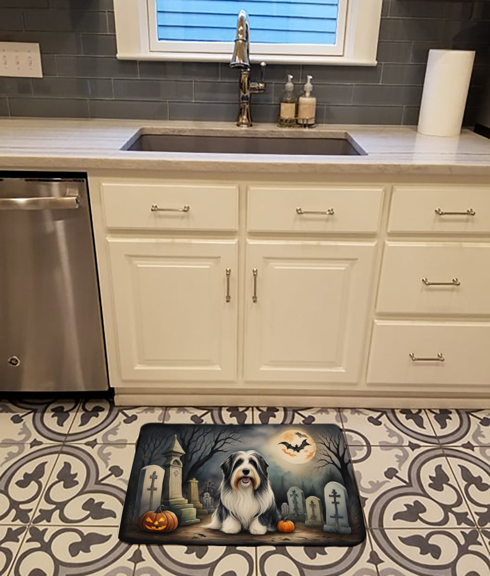Bearded Collie Spooky Halloween Memory Foam Kitchen Mat-1