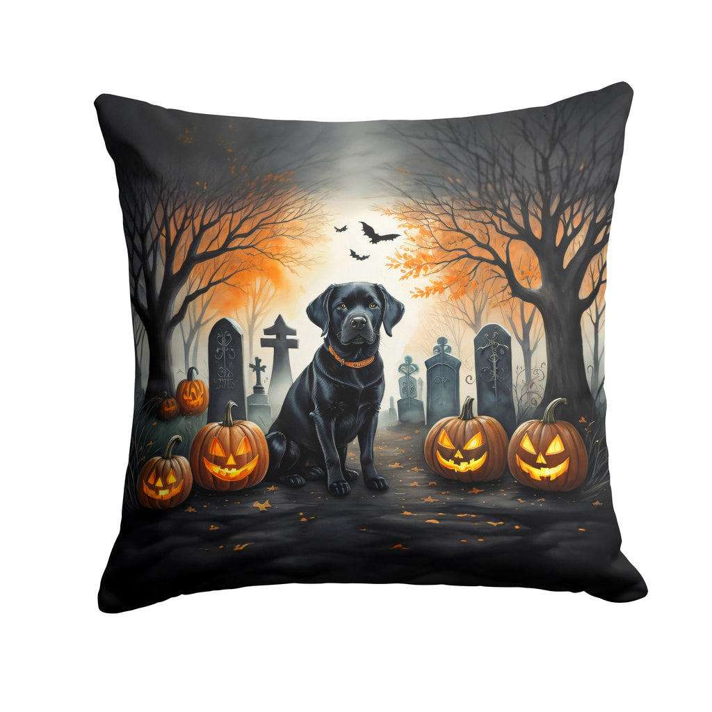 Black Labrador Retriever Spooky Halloween Throw Pillow-0