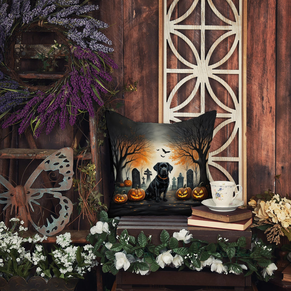 Black Labrador Retriever Spooky Halloween Throw Pillow-4
