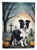 Border Collie Spooky Halloween House Flag-0