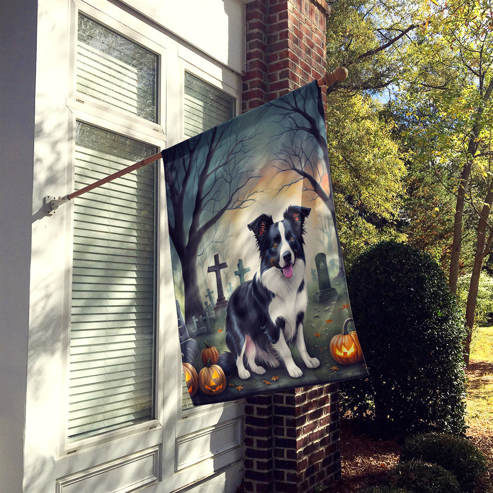 Border Collie Spooky Halloween House Flag-1