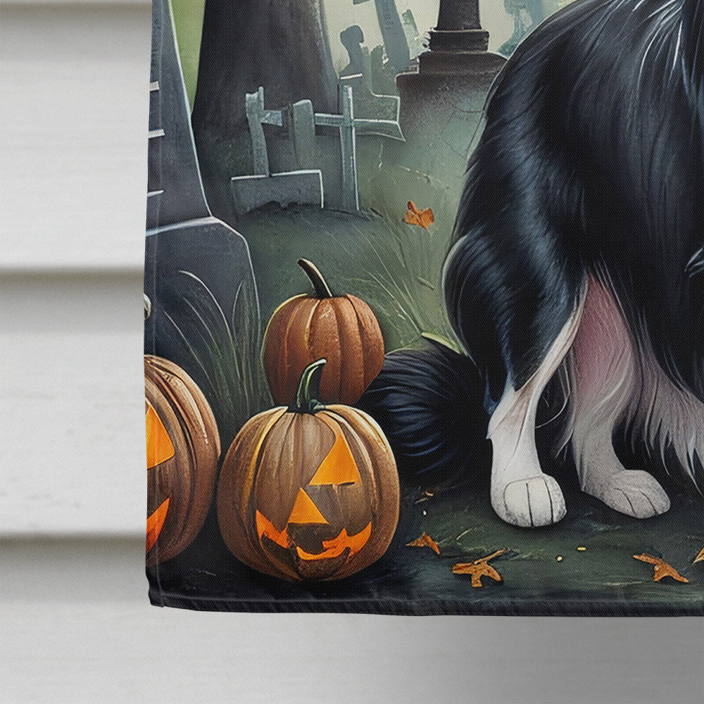 Border Collie Spooky Halloween House Flag-3