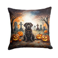 Chocolate Labrador Retriever Spooky Halloween Throw Pillow-0