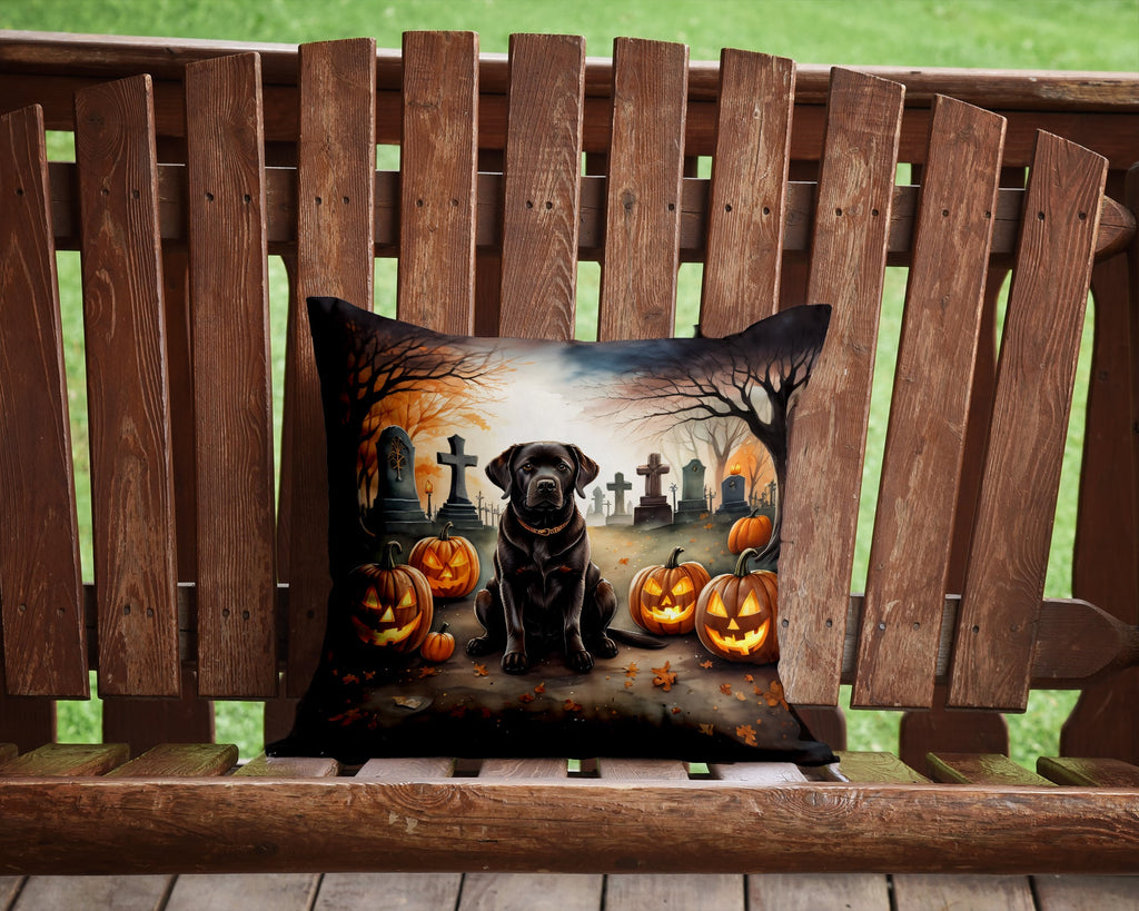 Chocolate Labrador Retriever Spooky Halloween Throw Pillow-1