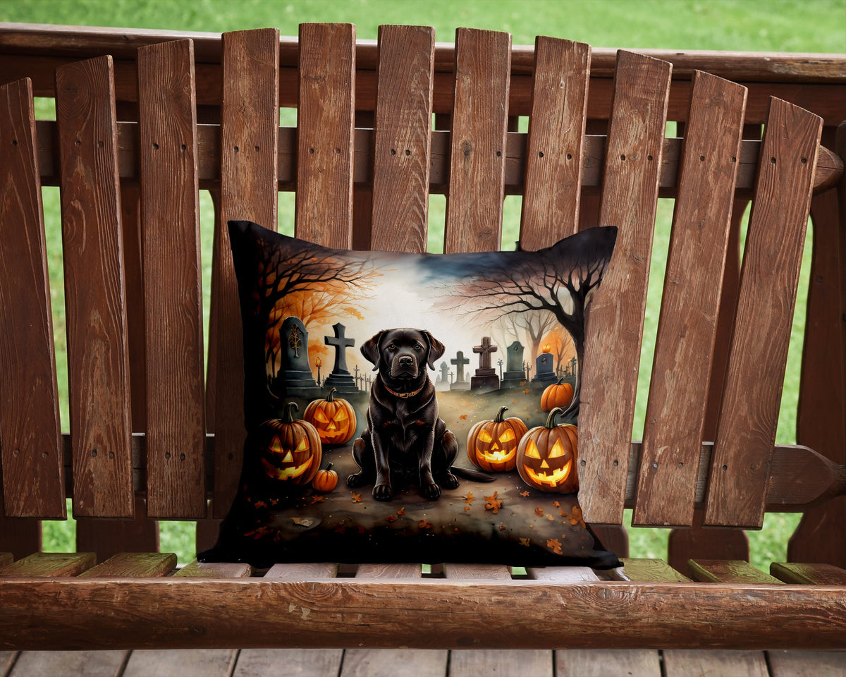 Chocolate Labrador Retriever Spooky Halloween Throw Pillow-1