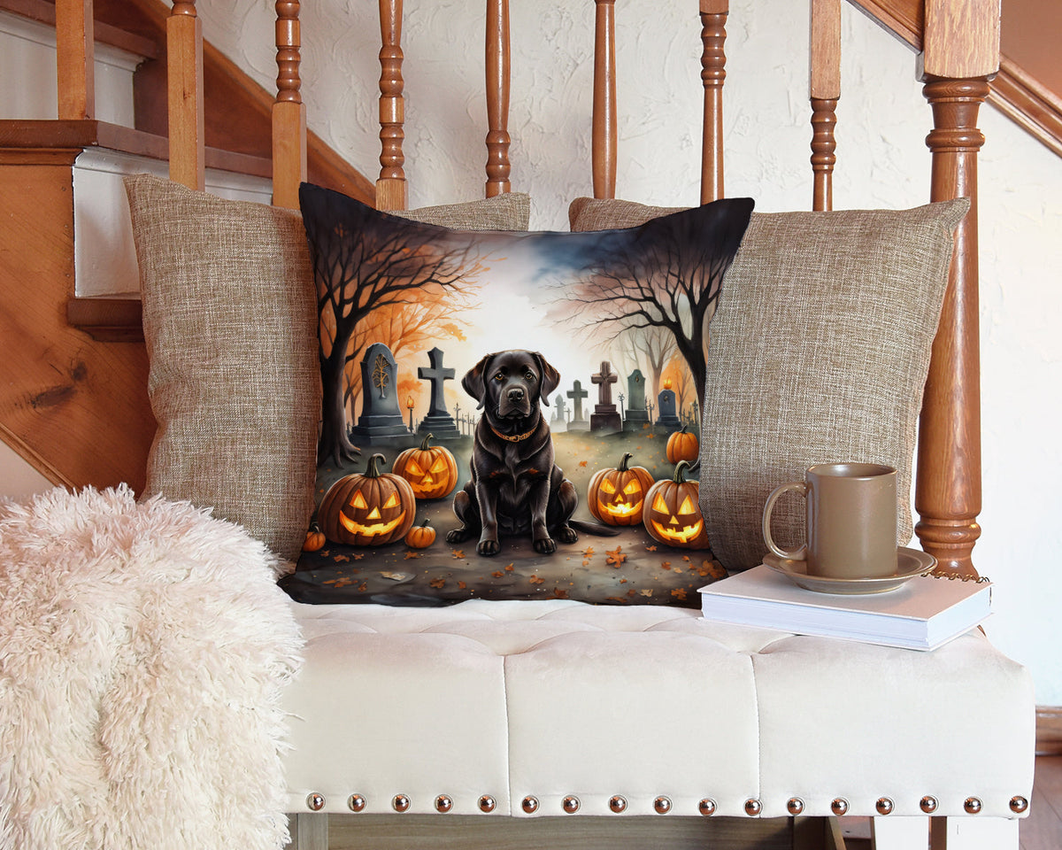 Chocolate Labrador Retriever Spooky Halloween Throw Pillow-2