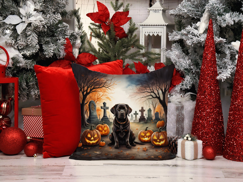 Chocolate Labrador Retriever Spooky Halloween Throw Pillow-4