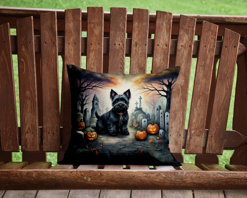 Scottish Terrier Spooky Halloween Throw Pillow-1