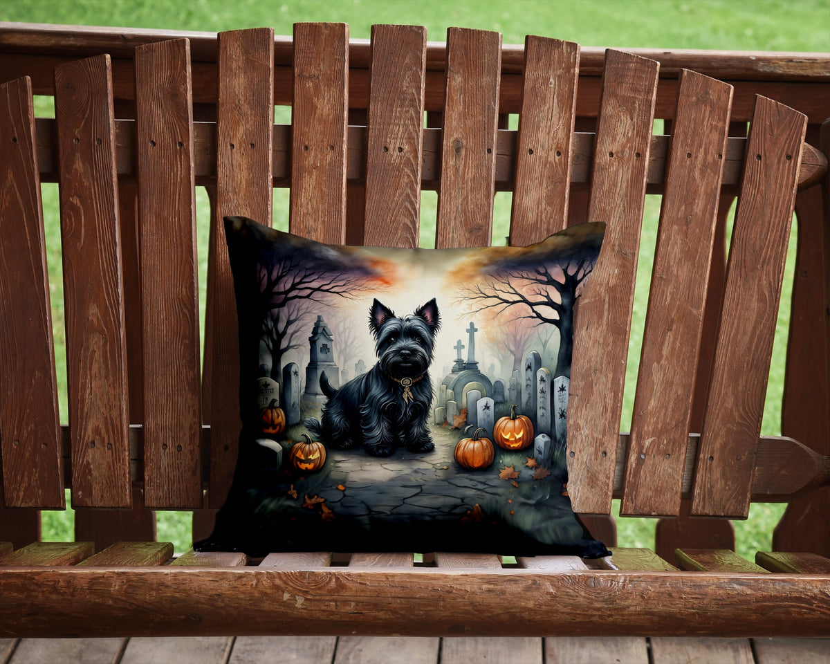 Scottish Terrier Spooky Halloween Throw Pillow-1