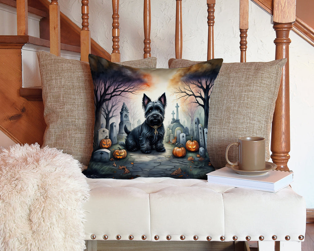Scottish Terrier Spooky Halloween Throw Pillow-2