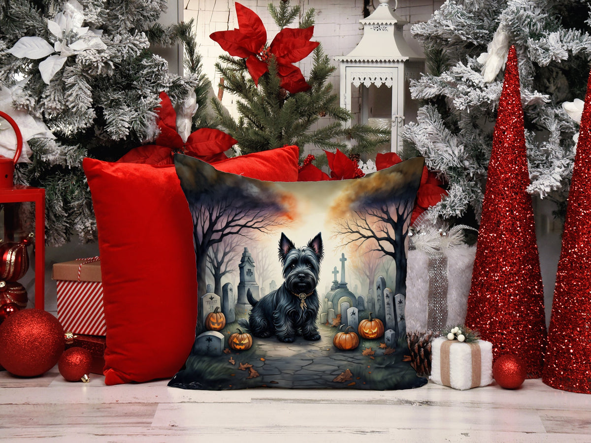 Scottish Terrier Spooky Halloween Throw Pillow-4