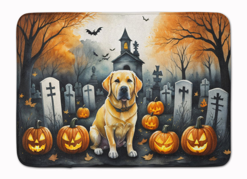 Yellow Labrador Retriever Spooky Halloween Memory Foam Kitchen Mat-0