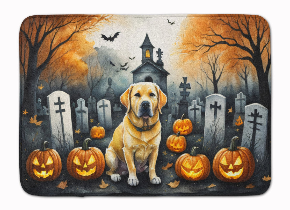 Yellow Labrador Retriever Spooky Halloween Memory Foam Kitchen Mat-0