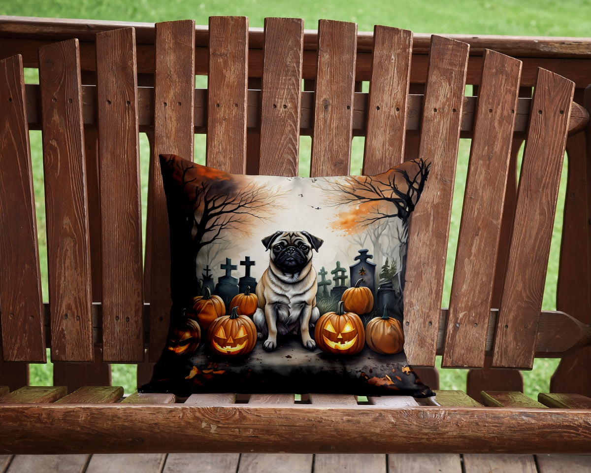Fawn Pug Spooky Halloween Throw Pillow-1