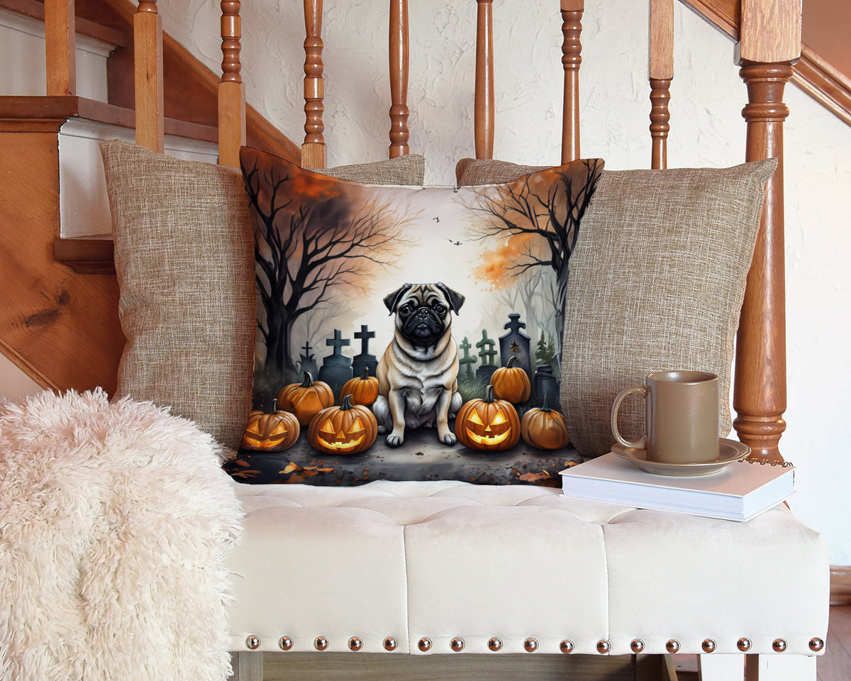 Fawn Pug Spooky Halloween Throw Pillow-2