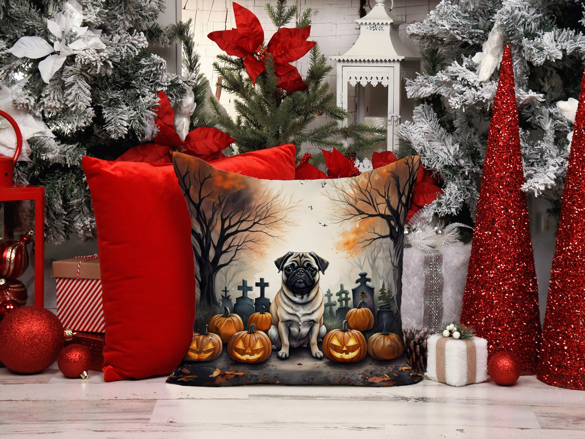 Fawn Pug Spooky Halloween Throw Pillow-4