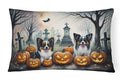 Papillon Spooky Halloween Throw Pillow-0
