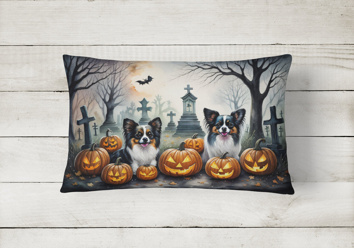 Papillon Spooky Halloween Throw Pillow-1