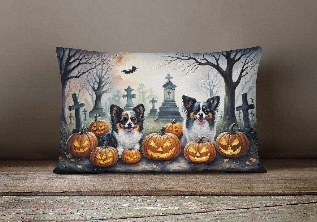 Papillon Spooky Halloween Throw Pillow-3