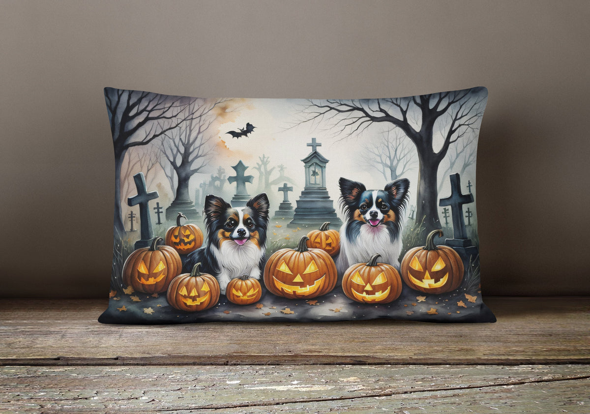 Papillon Spooky Halloween Throw Pillow-3