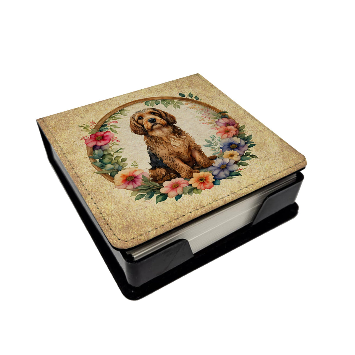 Otterhound and Flowers PU Leather Note Paper Holder-0