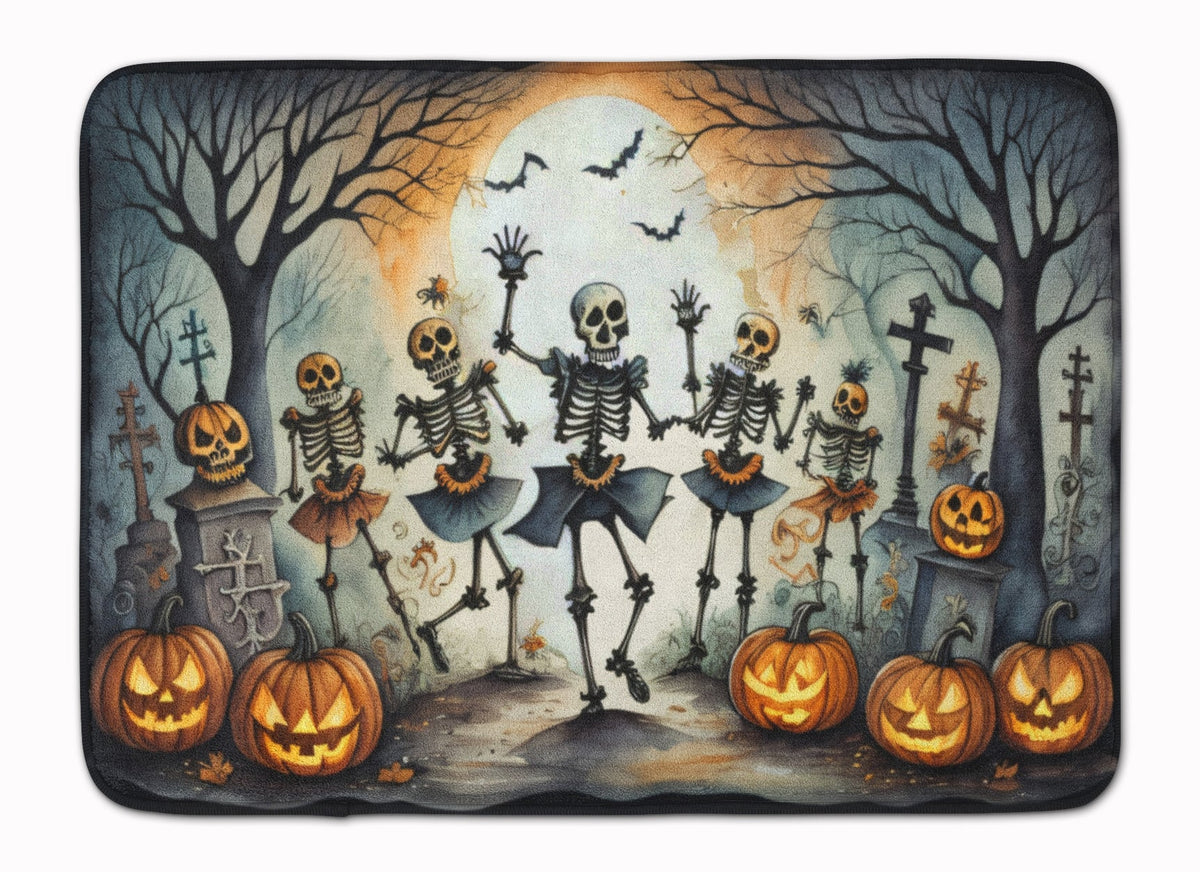 Dancing Skeletons Spooky Halloween Memory Foam Kitchen Mat-0
