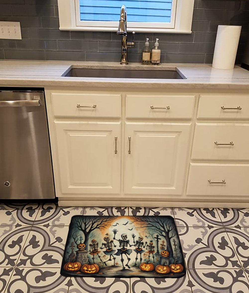 Dancing Skeletons Spooky Halloween Memory Foam Kitchen Mat-1