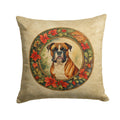 Boxer Christmas Flowers Throw Pillow-0