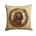 Boykin Spaniel Christmas Flowers Throw Pillow-0