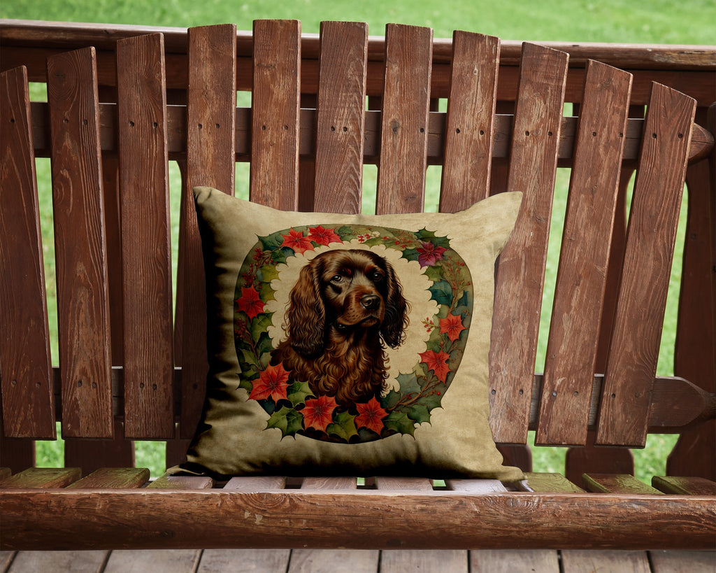 Boykin Spaniel Christmas Flowers Throw Pillow-1