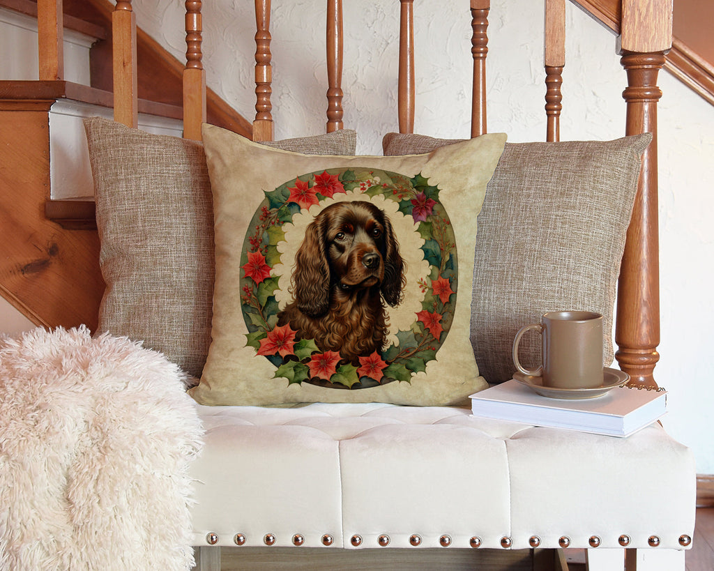 Boykin Spaniel Christmas Flowers Throw Pillow-2