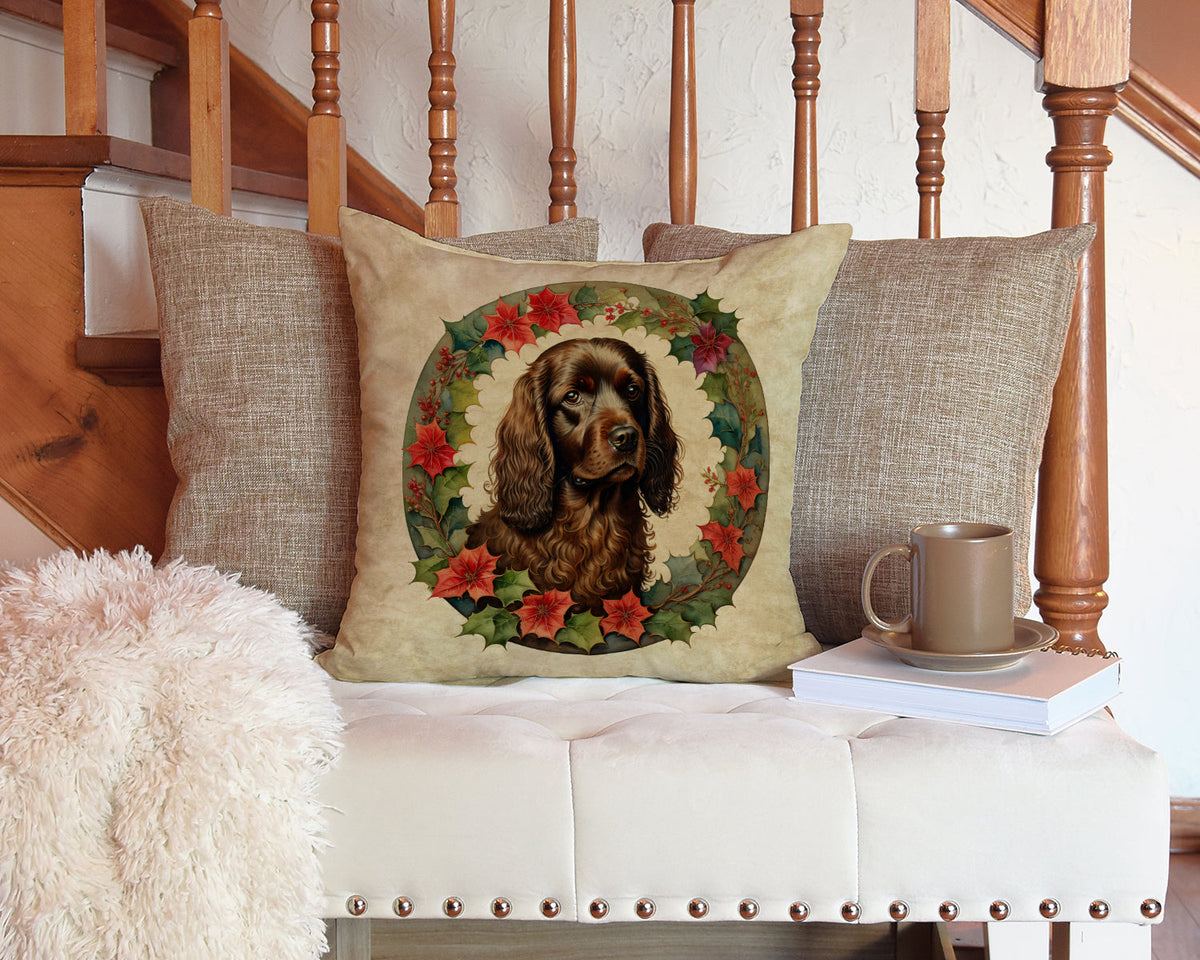 Boykin Spaniel Christmas Flowers Throw Pillow-2