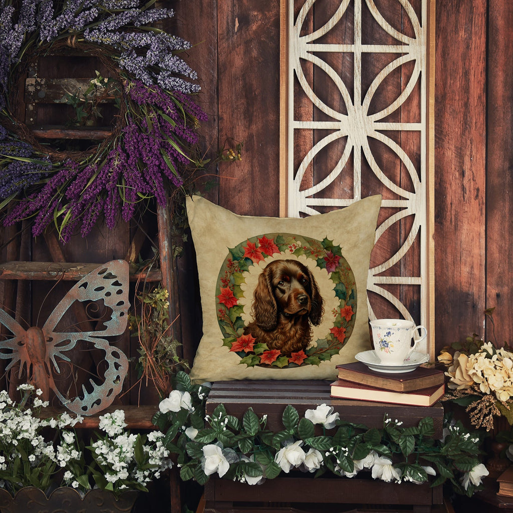 Boykin Spaniel Christmas Flowers Throw Pillow-3