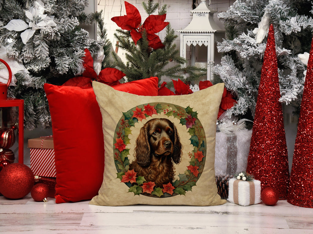 Boykin Spaniel Christmas Flowers Throw Pillow-4