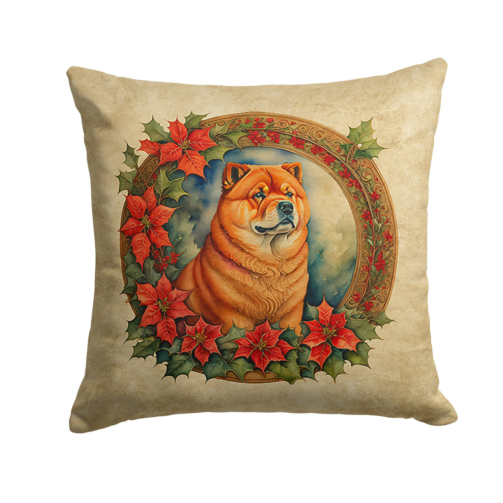 Chow Chow Christmas Flowers Throw Pillow-0