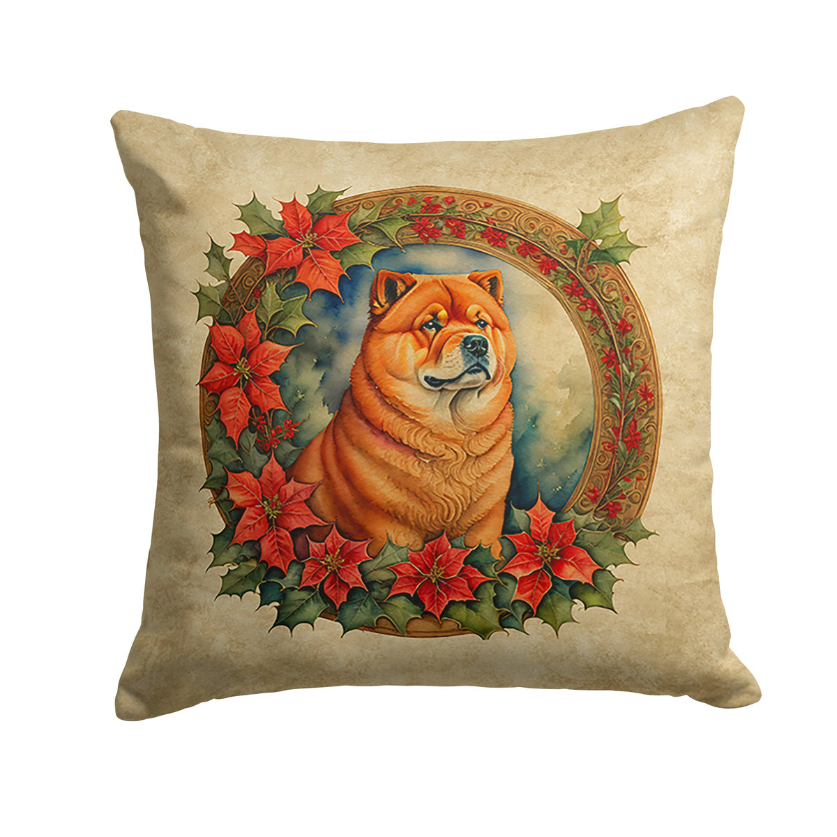 Chow Chow Christmas Flowers Throw Pillow-0