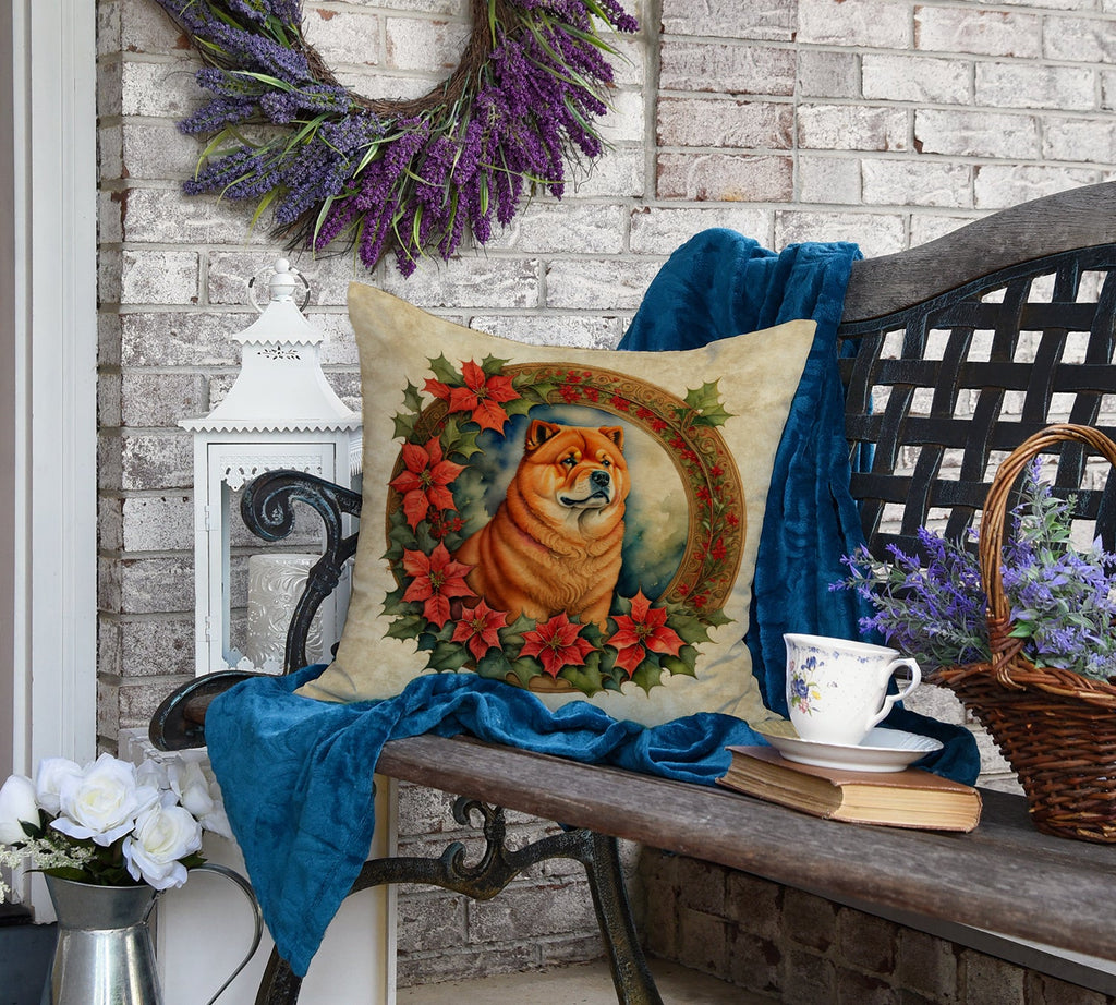 Chow Chow Christmas Flowers Throw Pillow-3