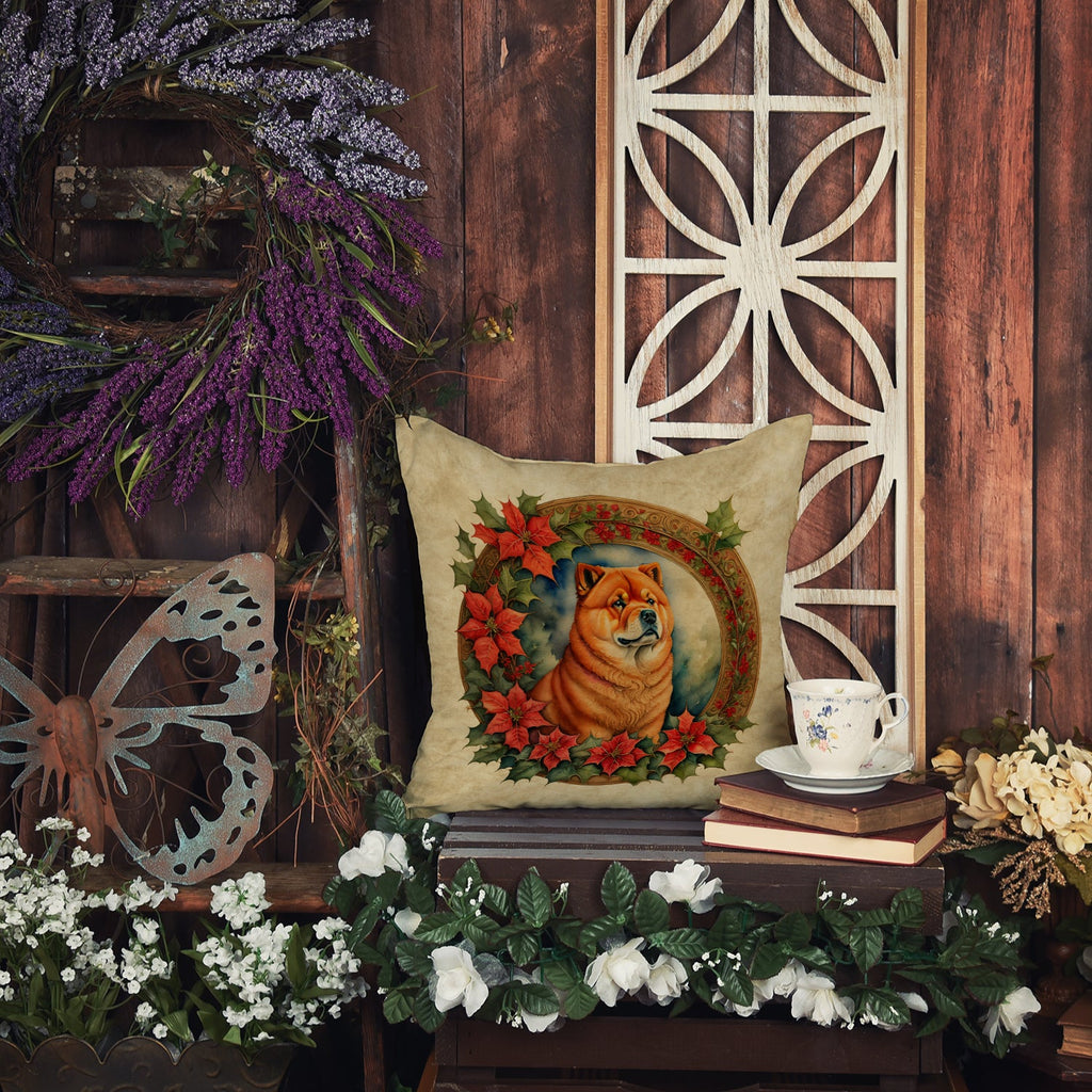 Chow Chow Christmas Flowers Throw Pillow-4
