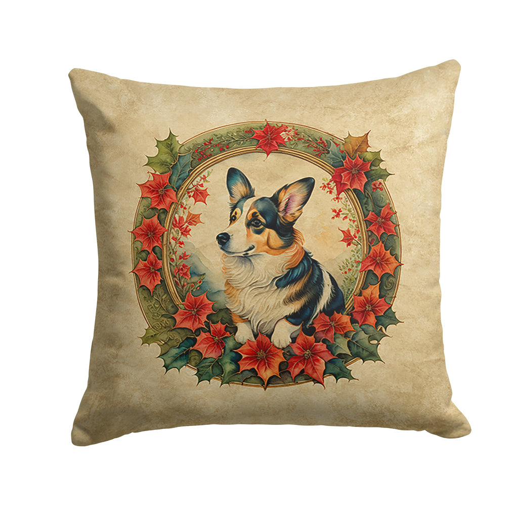 Corgi Christmas Flowers Throw Pillow-0