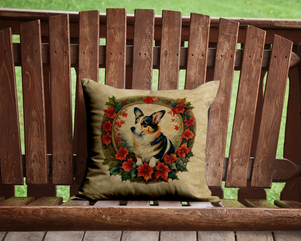 Corgi Christmas Flowers Throw Pillow-1