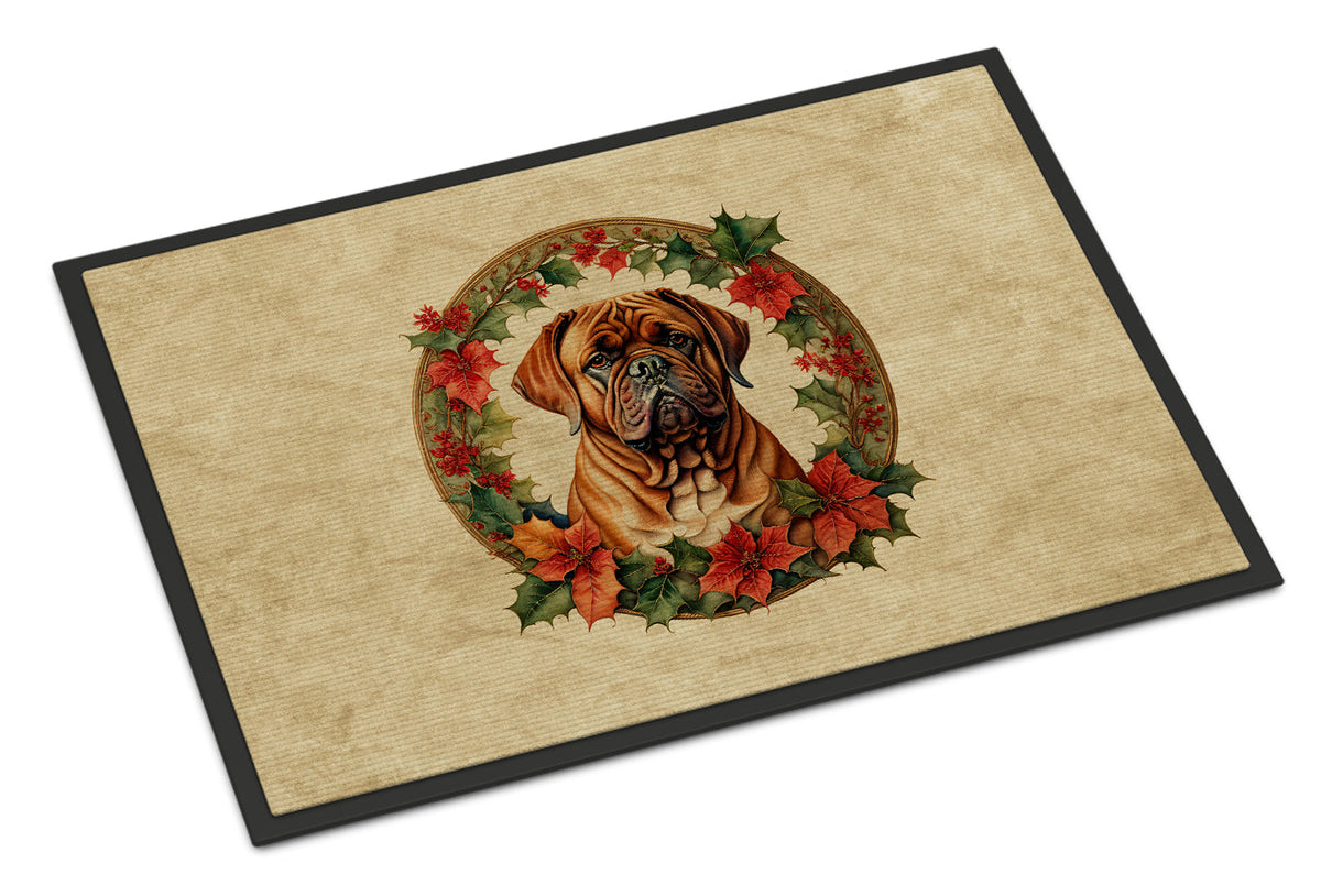 Dogue de Bordeaux Christmas Flowers Doormat-0