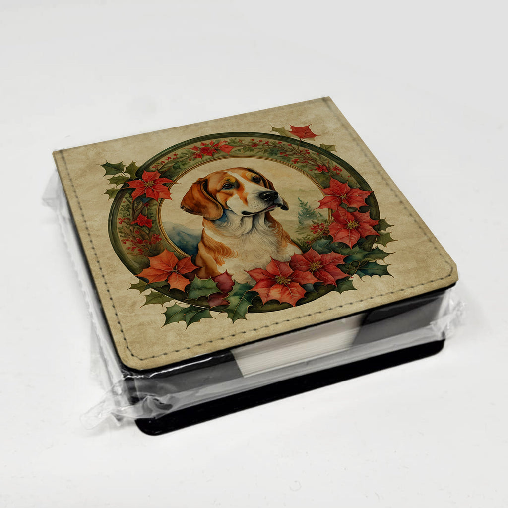 English Foxhound Christmas Flowers PU Leather Note Paper Holder-3