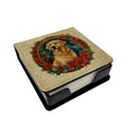 Golden Retriever Christmas Flowers PU Leather Note Paper Holder-0