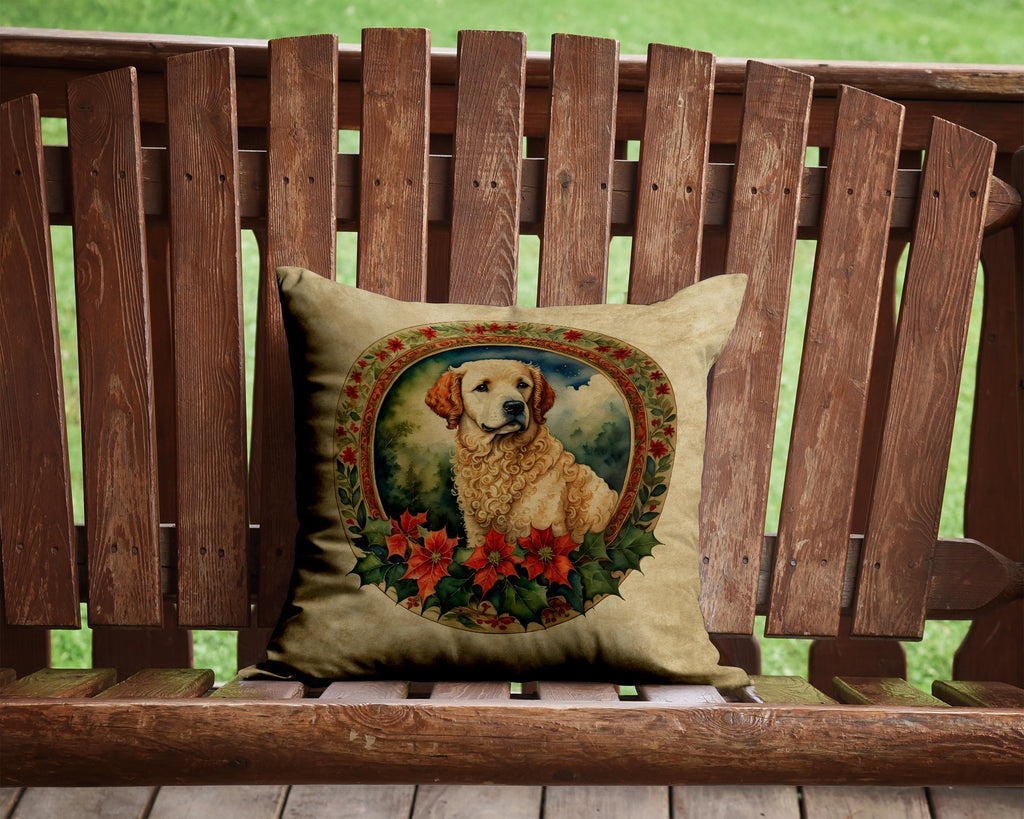 Kuvasz Christmas Flowers Throw Pillow-1