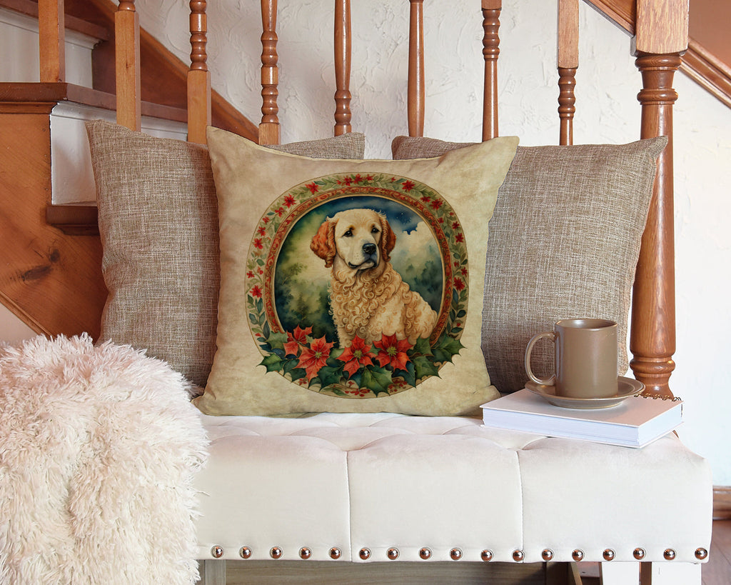 Kuvasz Christmas Flowers Throw Pillow-2