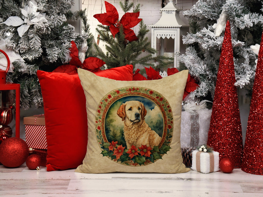 Kuvasz Christmas Flowers Throw Pillow-4