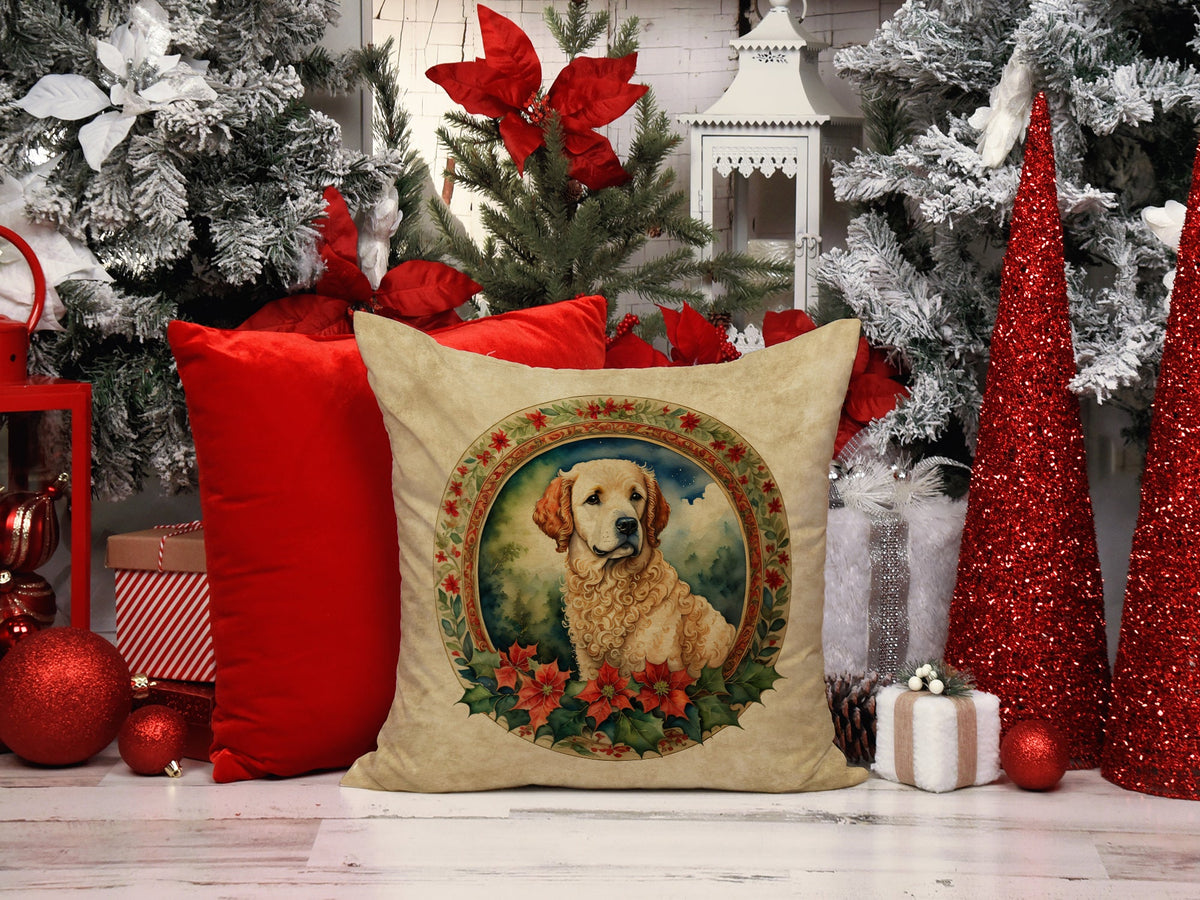 Kuvasz Christmas Flowers Throw Pillow-4
