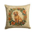 Poodle Christmas Flowers Throw Pillow-0