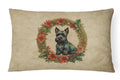 Scottish Terrier Christmas Flowers Throw Pillow-0
